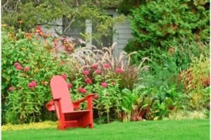 Garden with red chair